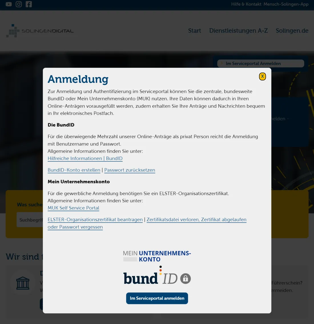 Anmelden: Ob E-Ausweis oder Elster Zertifikat. Sicher anmelden.