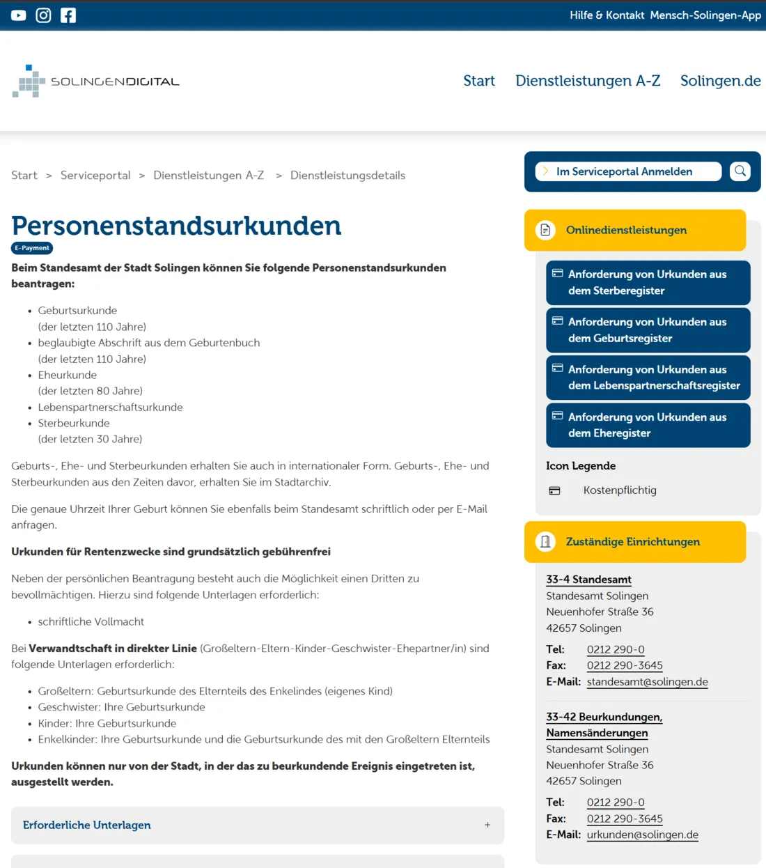 Anliegen erledigen: Leistungen einfach online beantragen.