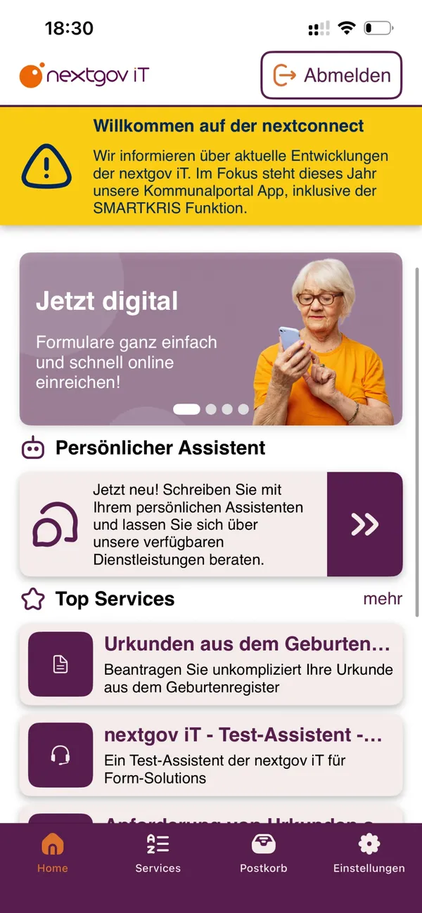 Kommunalportal App – Ansicht 1